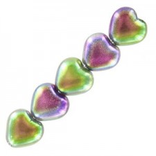 Czech Hearts beads 6mm Crystal magic orchid 00030/95000